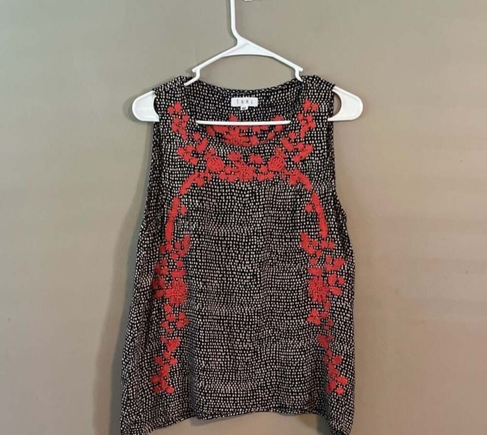 THML Sleeveless Embroidered Dot-Print Blouse XL EUC